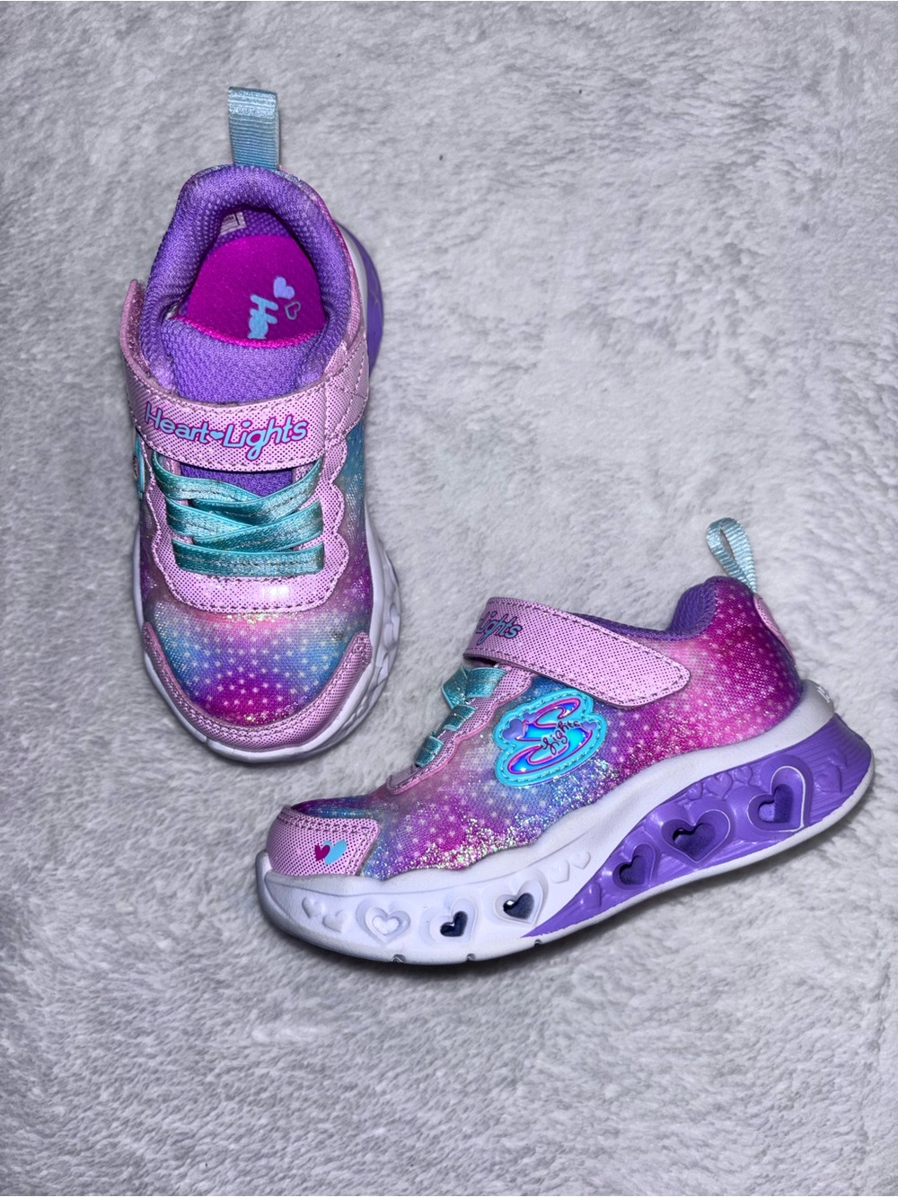 Skechers Kids Heart Lights Light-Up Sneakers - Pink, Purple, Teal